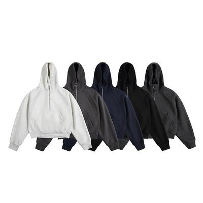 秋冬卫衣男重磅连帽套头半拉链卫衣cleanfit版型男女情侣款外套