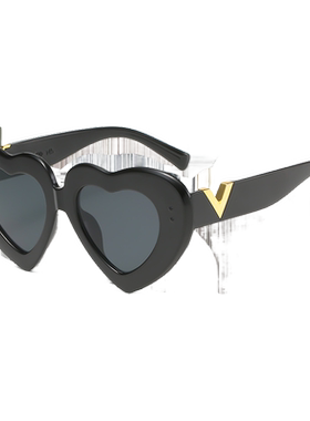 太阳镜心形糖果色新款海边墨镜女防紫外线高级感gm夏黑色眼镜时尚