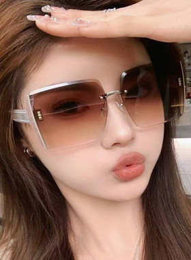 茶色墨镜女高级感大脸显瘦