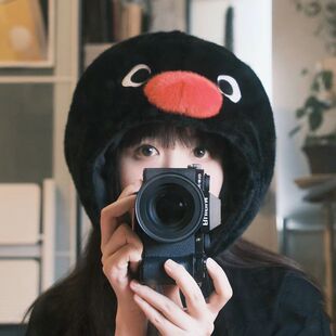 小红书pingu同款企鹅头套可爱毛绒护耳帽搞怪保暖情侣拍照帽子