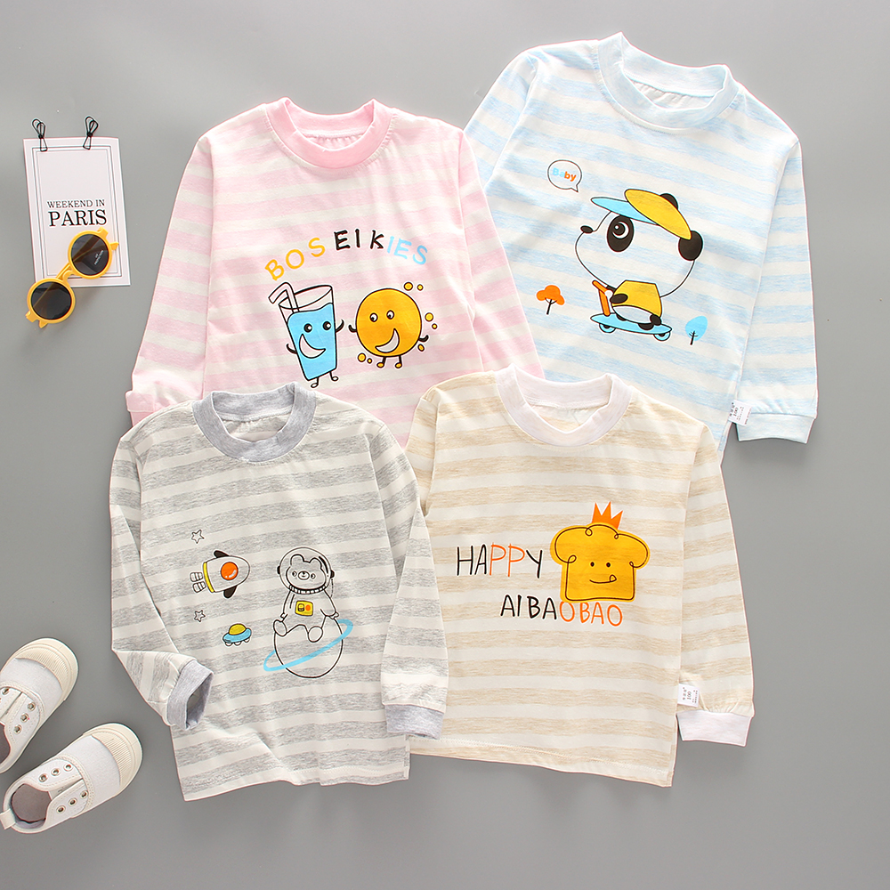春秋夏薄款纯棉秋衣女男衣服婴儿上衣秋装宝宝打底衫儿童长袖t恤