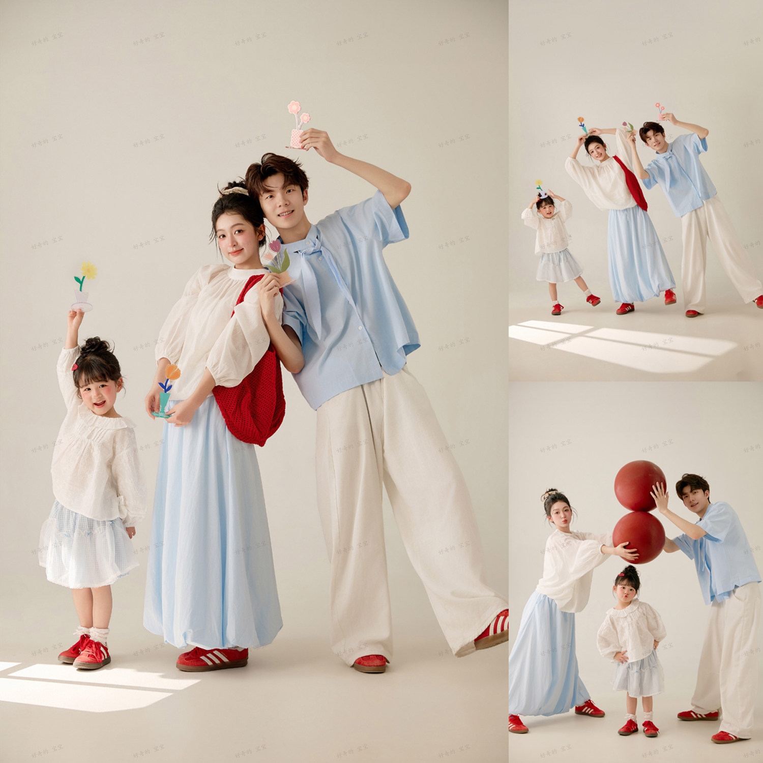 一家三口全家福摄影主题艺术照服