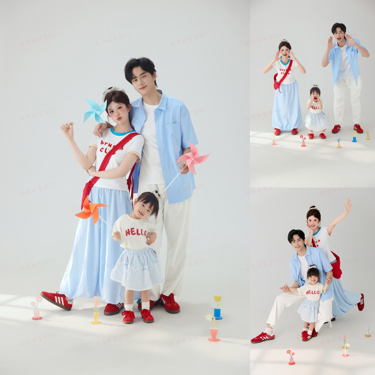亲子简约家居全家福拍照摄影服饰
