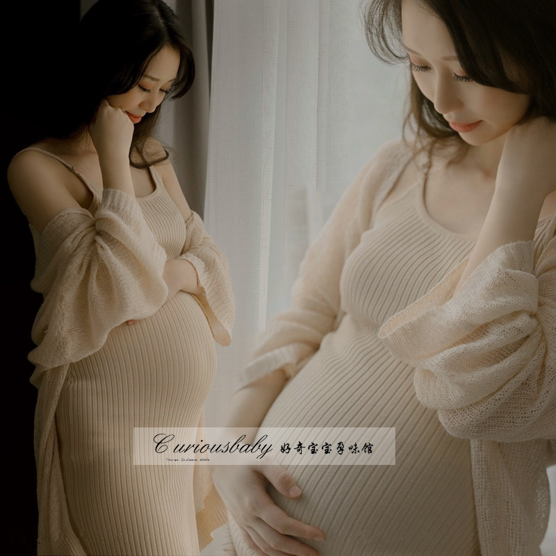 孕妇摄影服装唯美影楼开衫裙妈