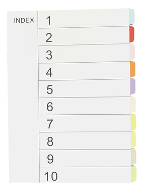 隔页纸A4分页纸 索引纸 分类纸 A4 数字无孔有孔10色彩色活页纸质