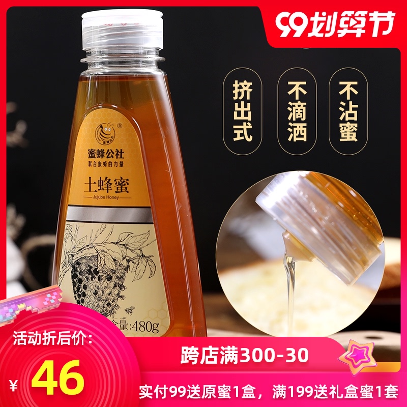 蜜蜂公社 小瓶装蜂蜜蜂巢蜜农家自产土蜂蜜480g/瓶纯正天然蜂蜜