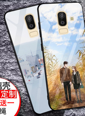 适用于三星 J82018手机壳女款个性创意全套潮牌防摔三星J8 2018手机玻璃壳摔款三星J82018保护全套的玻璃壳