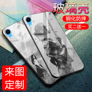 苹果XR抖音网红同款手机壳玻璃来图定制iPhoneXR软硅胶XR保护套私人定做订做照片女款XR订制自定义图个性创意