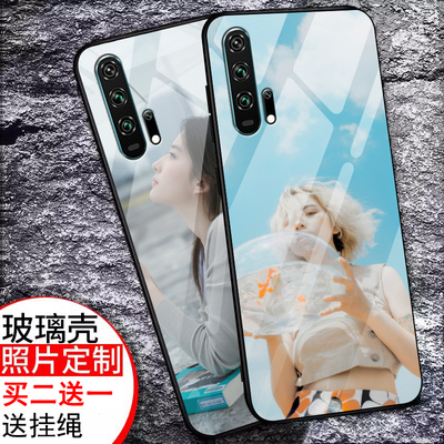 适用于华为荣耀20PRO手机壳定制20pro钢化玻璃壳抖音全包潮定做照片潮牌个性创意私人新款可爱男女款卡通情侣