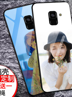 适用于三星a8 2018手机壳galaxy A8 2018保护套玻璃镜面网红同款samsung潮牌日韩高档个性创意情侣文字简约薄