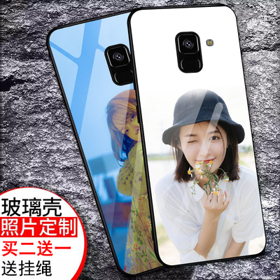 适用于三星a8 2018手机壳galaxy A8 2018保护套玻璃镜面网红同款samsung潮牌日韩高档个性创意情侣文字简约薄