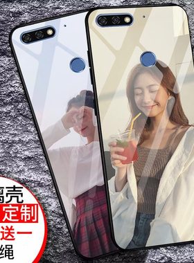 适用于华为荣耀畅玩7C手机壳玻璃套防摔LND-AL30女款卡通全包时尚软挂绳畅享8网红同款