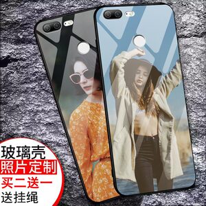 适用于华为荣耀9青春版手机壳玻璃honor外壳荣耀9青春版保护套清新彩绘新款可爱情侣卡通创意图案网红潮牌