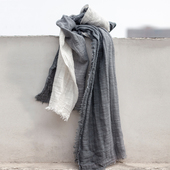 知笔墨天然草木植物染长围巾 渐变撞色亚麻复古文艺百搭披肩女