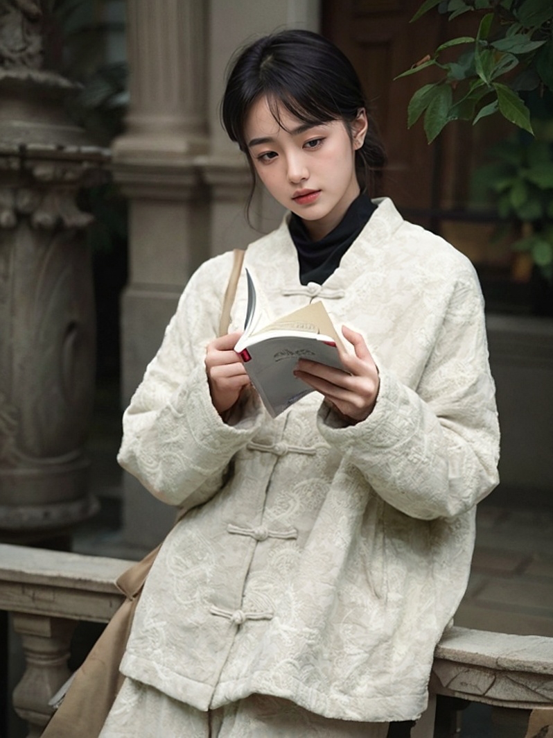知笔墨国风刺绣亚麻棉服
