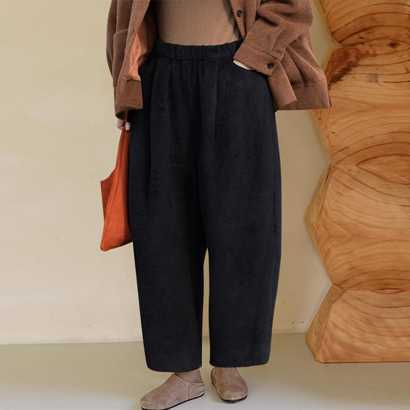 金羊毛高克重松紧高腰保暖长裤