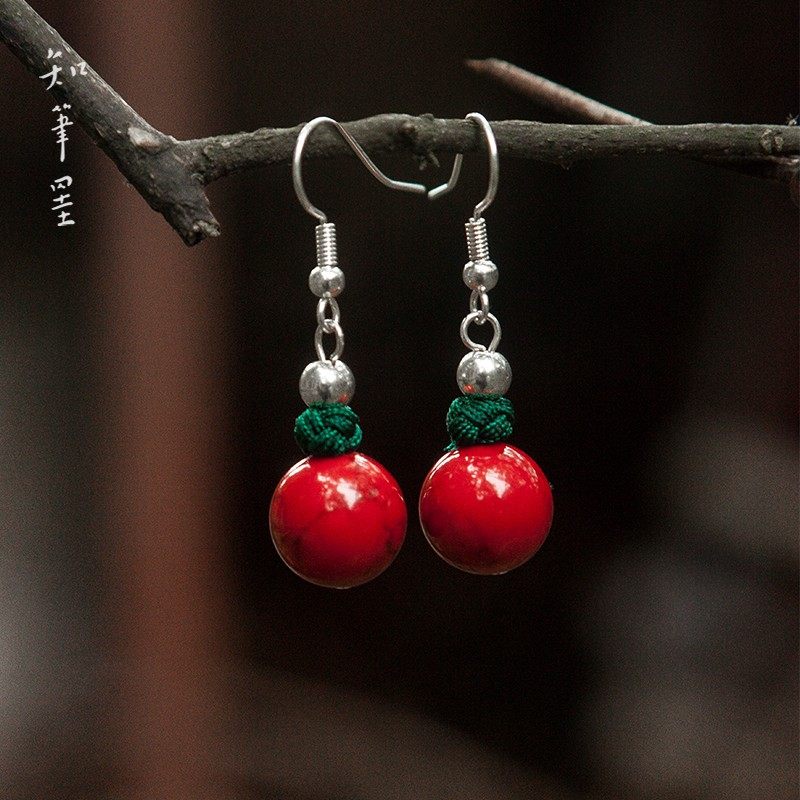 耳钉红松石耳坠女气质短款简约耳饰挂耳环2020年新款民族风潮,饰品/流行首饰/时尚饰品新,耳环,淘宝优惠券,粉丝福利购,淘宝优惠卷