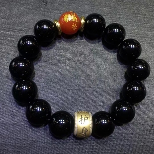 天然乌金黑曜石手串男蛇年本命年手链送父亲送老公生日情人节礼物