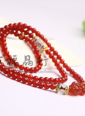 属虎虚空藏菩萨红玛瑙貔貅108佛珠民族风水晶情侣开运手链
