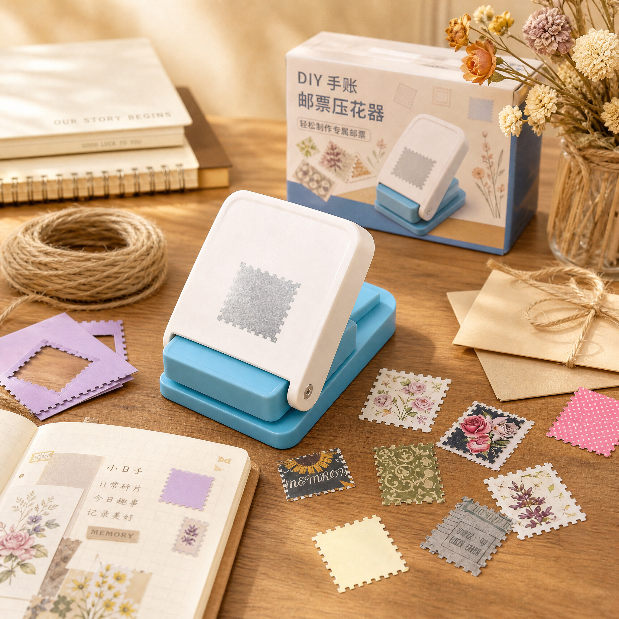 大号邮票省力压花器幼儿园手工diy正方形卡片打花器学生手账打孔