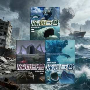 深海怪兽巨兽哥斯拉线稿描红绘画本探险涂色图画本儿童画画填色本