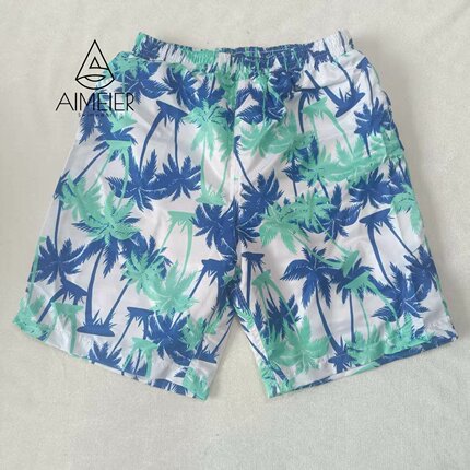 [粉丝福利]大童青少年松紧带沙滩裤男孩印花短裤游泳度假休闲儿童