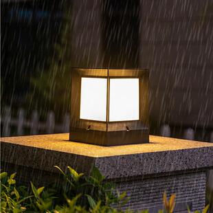 太阳能柱头灯户外防水围墙灯别墅大门庭院灯方形柱子灯花园护栏灯