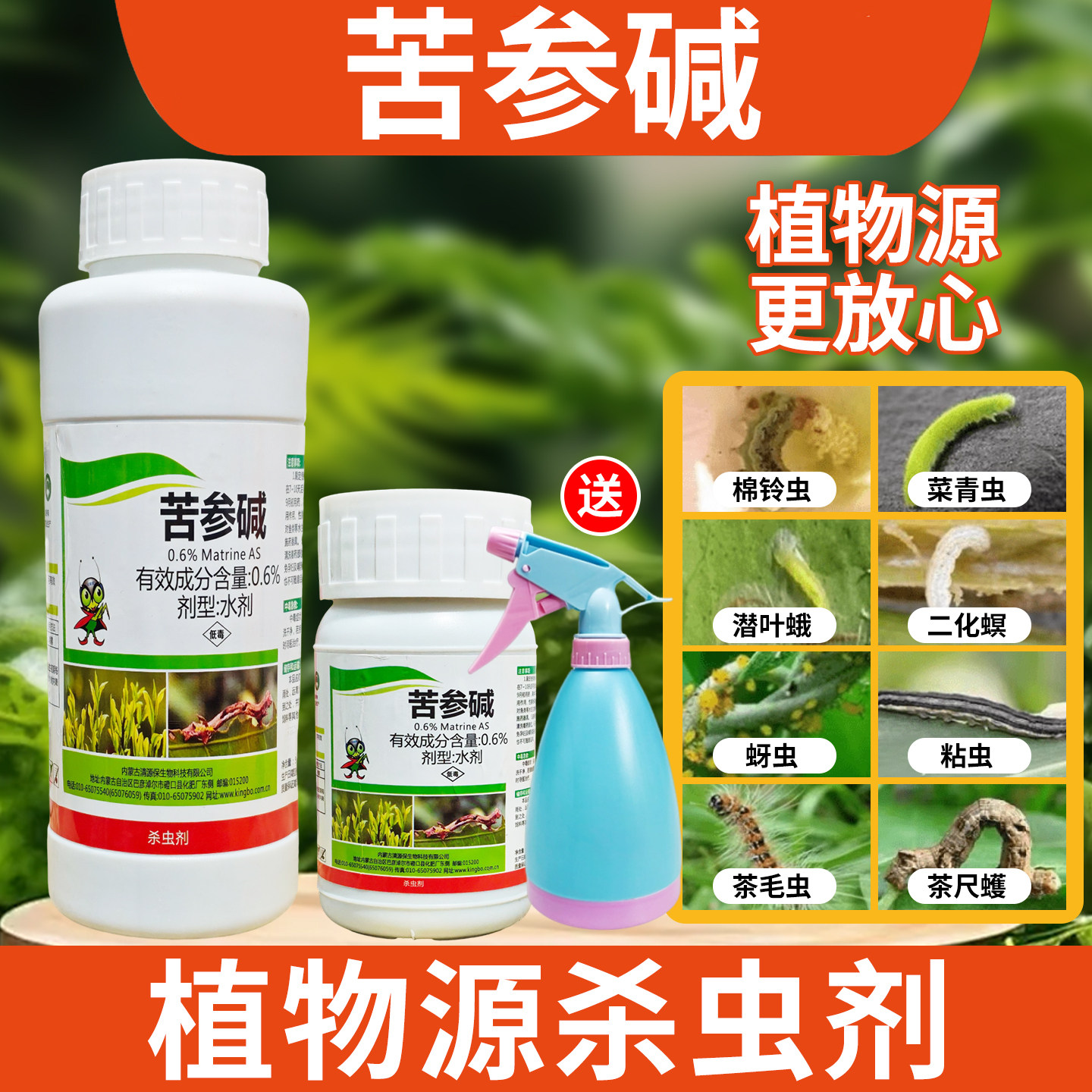 苦参碱植物源杀虫剂白粉虱红蜘蛛螨虫蔬菜有机生物农药蚜虫除虫剂