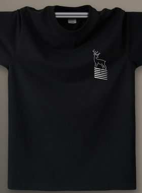 鹿 东部时间原创设计 男款短袖T恤 宽松吸汗短袖男简洁 纯棉舒适