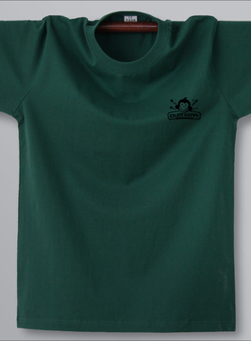 东部时间 男士圆领t恤短袖男简约宽松T恤趣味休闲墨绿色/欢乐小猴