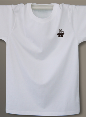 兔子 原创设计 男款纯棉T恤  舒适吸汗 宽松男生圆领半袖白T恤