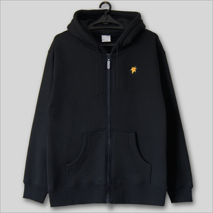 刺绣枫叶 原创设计抓绒开衫拉链卫衣加厚加绒简约男帽衫 一叶知秋