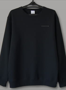 路漫漫  男士套头圆领卫衣加绒宽松保暖加厚休闲水洗面料简单印花