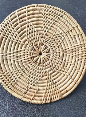 全新包邮纯手工编织星星杯垫风火轮图案直径10cm茶道喝茶隔热垫