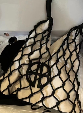 小众设计AB同款GAIA白色编绳细节帆布包袋女包网红休闲单肩手提包