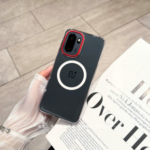 磁吸全透明适用于一加ACE6手机壳轻薄鸿运电镀红镜框一加13R百搭ACE5至尊版 晶幻PC硬壳ACE5PRO防摔防磨