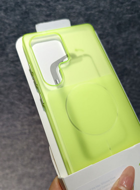磨砂半透超轻薄柔影适用于三星s25ultra荧光绿三星S24/S23Ultra手机壳简约风PC金属配色按键男女通用全包防摔