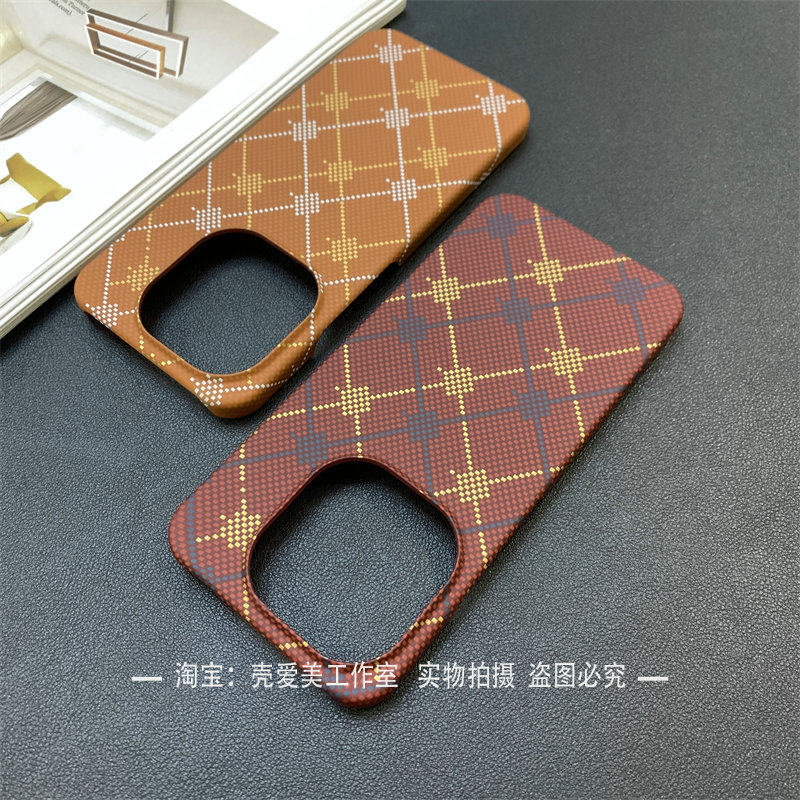 碳纤纹理适用于IQOO15手机壳烫金格纹13半包边12pro彩绘11s小众PC夜光硬壳neo11潮壳轻薄neo10pro/neo9spro潮