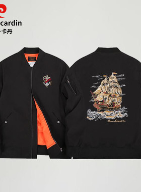 皮尔卡丹棒球羽绒服男士冬季轻薄羽绒夹克美式飞行员工装加厚外套