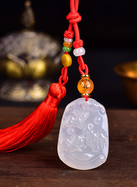 易明庆居属猪兔羊三合赐瑞白玉挂件亥卯未三合贵吉神汽车挂饰