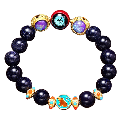 属鸡镀金冰种黑曜石生肖吊坠