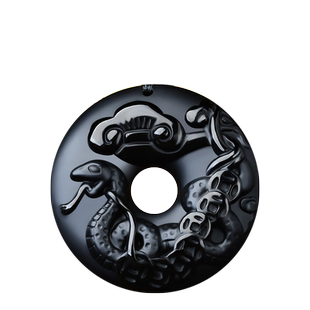 2026年生肖属牛吉祥物灵蛇进禄吉贵宏平安扣黑曜石吊坠男女项链