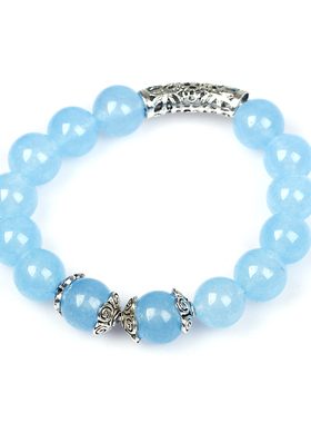 蓝绒晶镶嵌紫冰银手链蓝水晶礼物