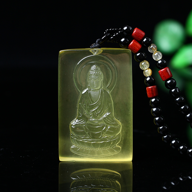 手工雕刻属狗猪守护神天然黄水晶