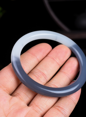 青山玉业青海昆仑玉乌边料黑白色羊脂玉叮当圆细条款玉手镯子少女