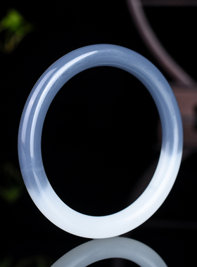 青海昆仑玉乌边料黑白色羊脂玉叮当圆细条款玉手镯子少女白玉手环