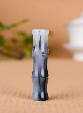 玉器青花玉石节节高玉坠 和田玉竹节吊坠竹竿挂件竹子项链男女