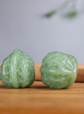 青山玉业新疆和田玉青白玉核桃手把件且末玉健身球青玉手球玩件玉