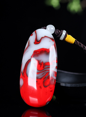 玉器新疆和田玉鸡血玉红白玉原石手把玩件腰件鸡血玉飘花玉