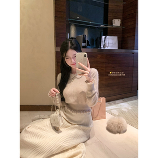 萌萌Ja 古洛特甜梦~俏皮娃娃领浣熊绒针织上衣超软糯毛衣内搭秋冬